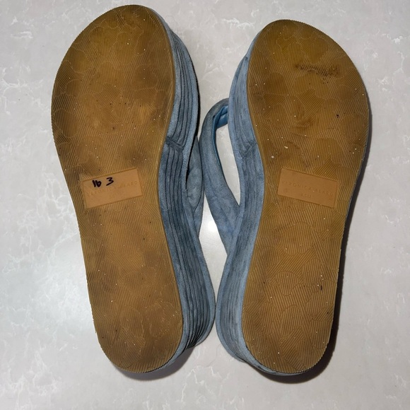 EUC Veronica Beard Geno Ribbed Suede Platform Wedge Thong Sandals - Picture 8 of 8